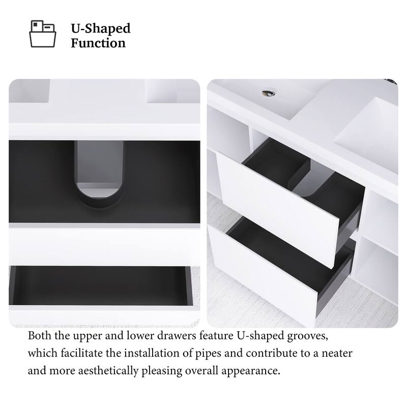 Floating Bathroom Vanity with Integrated Resin Top