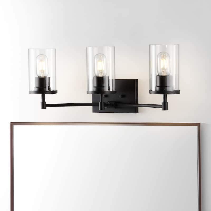 SAFAVIEH Lighting Ronsa 3 Light Wall Sconce - Oil Rubbed Bronze/Clear - 23"W x 6"D x 9"H