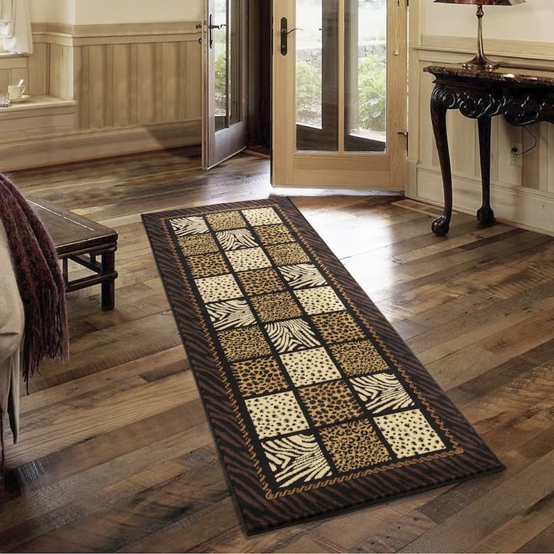 Multi 2 ft. 7 in. x 7 ft. 3 in. Animal Print Luxury Area Rug, 0.43 Pile Height – Sophisticated Warmth for Any Room - Black Multi