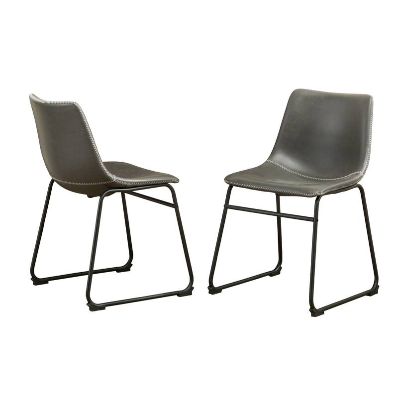 Modern Set of 2 Dining Chairs with PU Leather Backrest Metal Frame for Dining Room Living Room and Bedroom