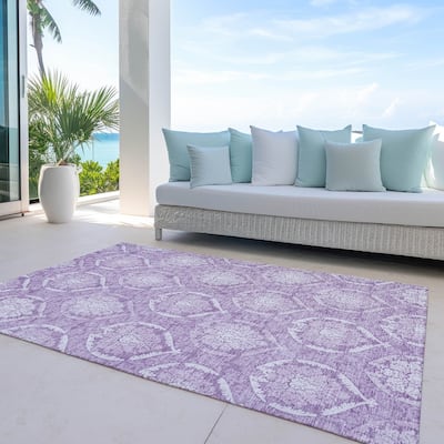 Machine Washable Indoor/ Outdoor Chantille Traditional Damask Rug
