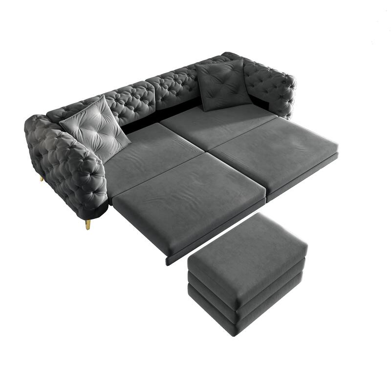 97.7" 3-in-1 Convertible Sleeper Sofa, Pull Out Sofa Bed with Ottoman, 4-Seater for Small Spaces & Apartments