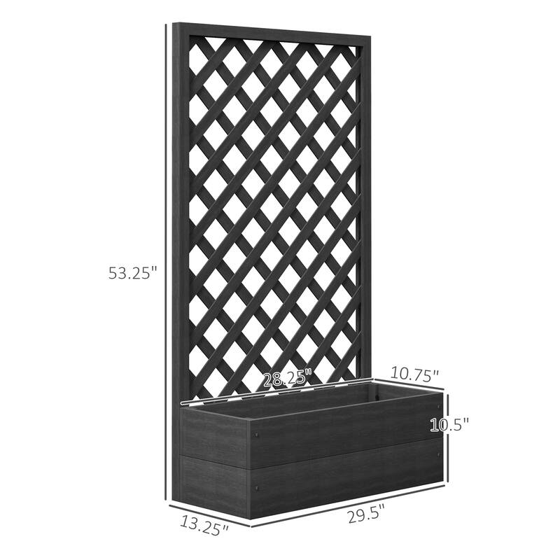 Outsunny Raised Garden Bed with Trellis Lattice, Planter Box with Self Draining Gap, Freestanding Trellis Planter for Plants