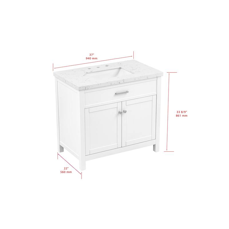 37'' Roseville Bathroom Vanity with Engineered Stone Top