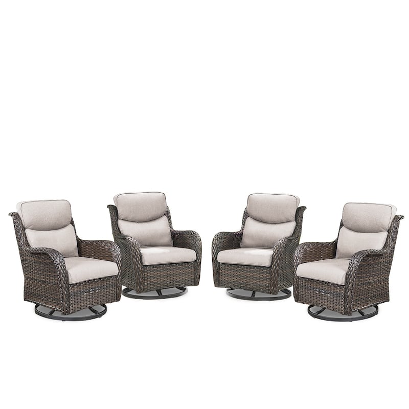 4 Pieces Outdoor Gliders Swivel Chairs Set with 5-Inch Thick Cushions