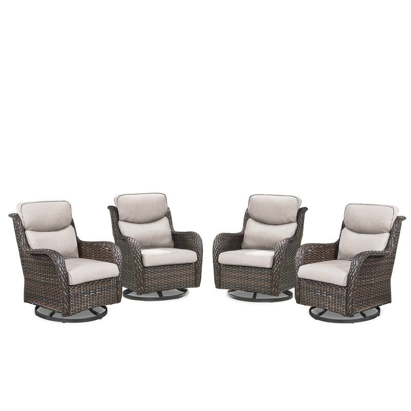 Pocassy 4Pieces Swivel Glider Chairs with 5Inch 6Inch Cushion