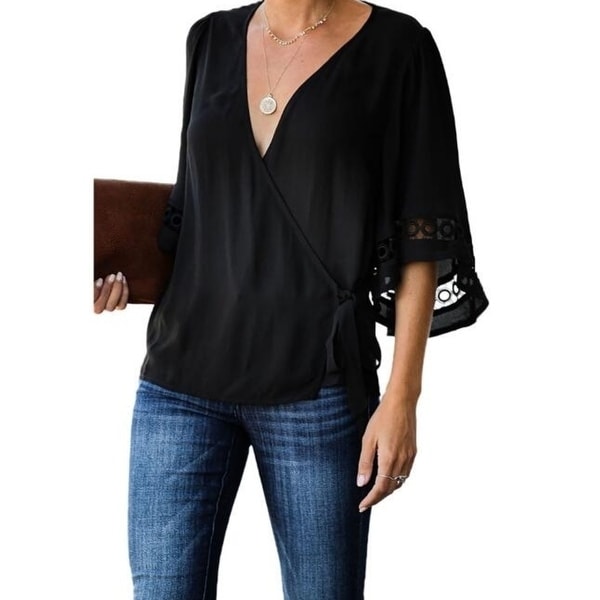 Bell Sleeve Shirt Loose Tops Blouse