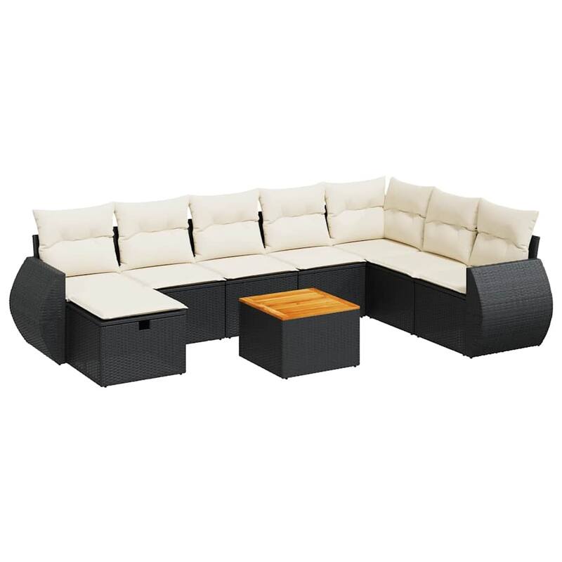 vidaXL Patio Sofa Set with Cushions Outdoor Furniture 9 Piece Poly Rattan