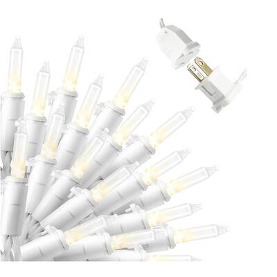 Christmas Lights Outdoor,100-Count 19.5FT Clear White Christmas Lights Waterproof, White Wire String Lights