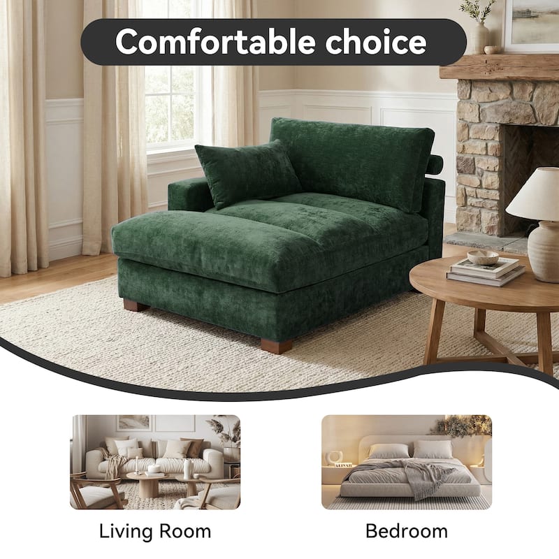 42"W Chenille Upholstered Chaise Lounge