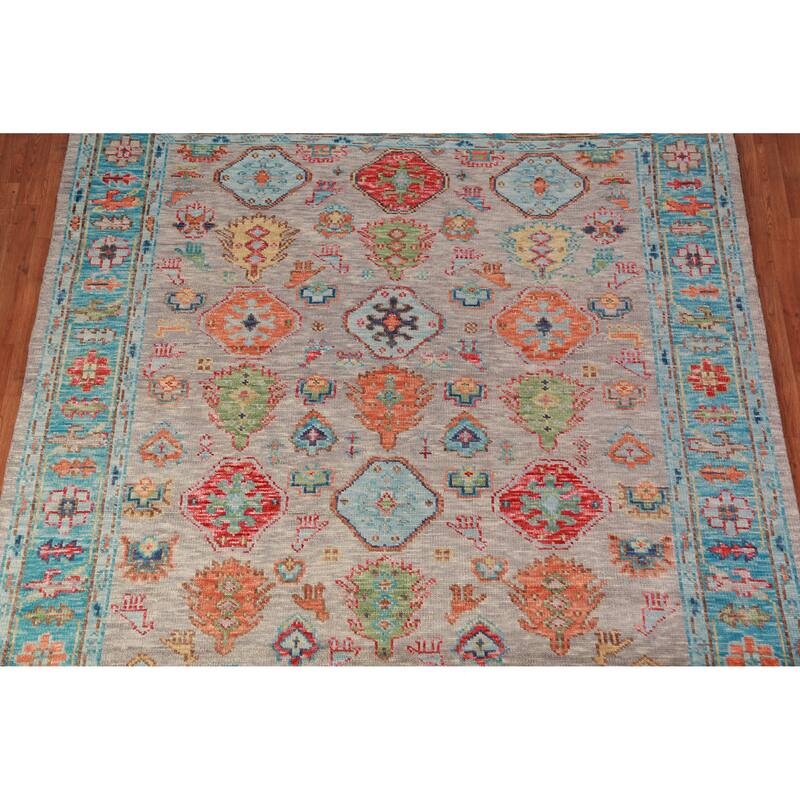 Tribal Geometric Oushak Oriental Area Rug Handmade Wool Carpet - 8'0" x 9'11"