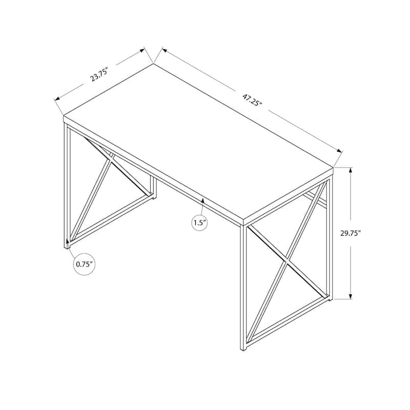 Wood Computer Desk with Silver Metal Base, Veneer Matte Finish
