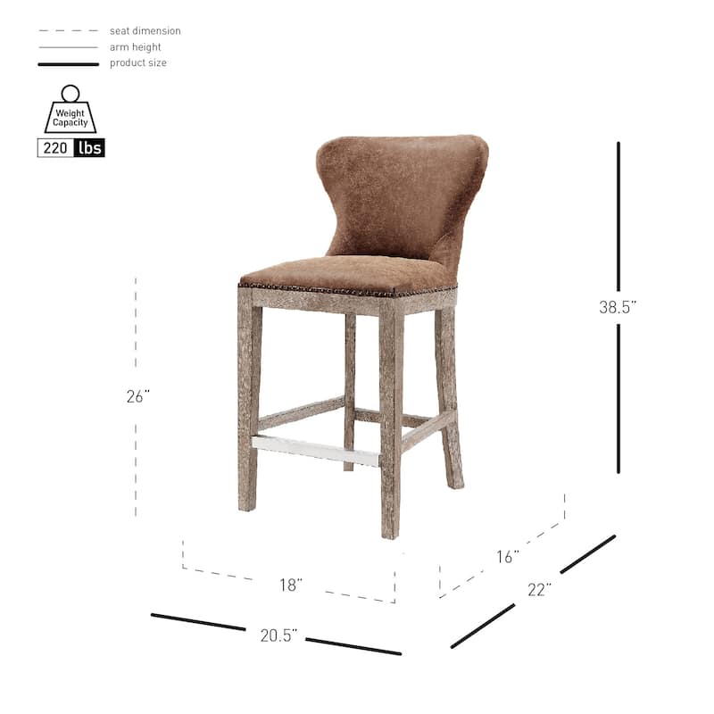 NPD Furniture Dorsey Brown and Grey Nubuck Counter Stool