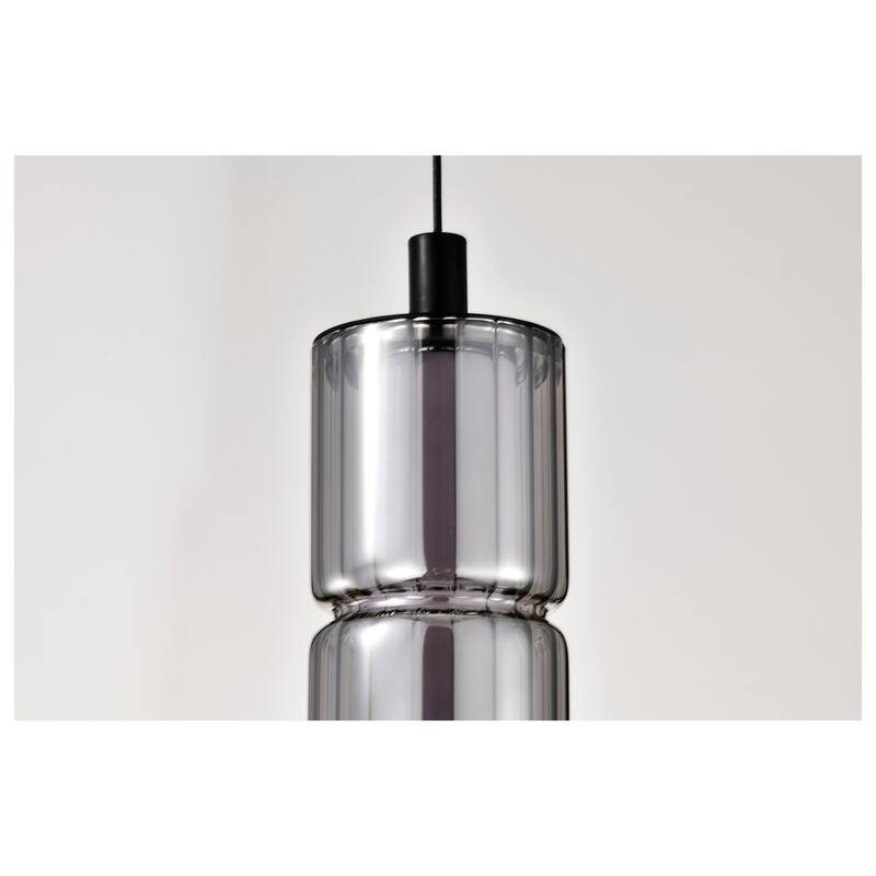 Evander LED 16 Inch Mini Pendant Matte Black Finish Smoked Glass - Matte Black
