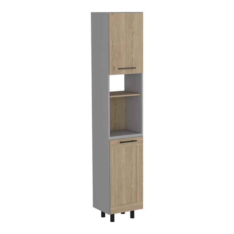 Kitchen Pantry, Double Door, Six Shelves -Light Pine