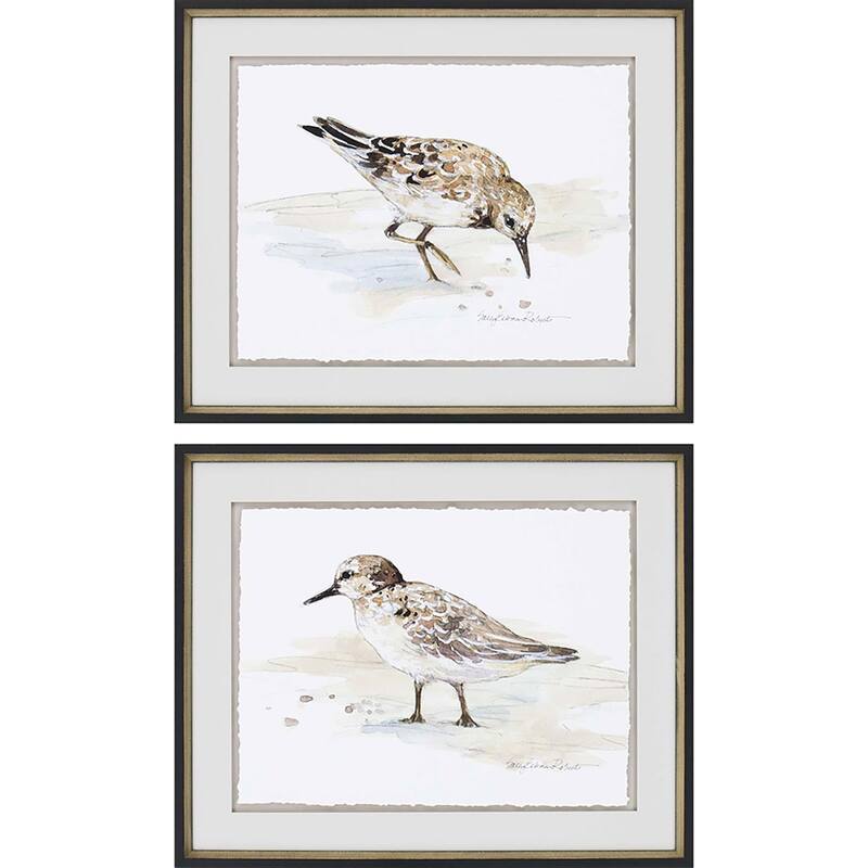 Sandpiper S/2 Framed Art Exclusive Giclee Under Glass - Brown - 22 X 27 X 2
