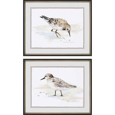 Sandpiper S/2 Framed Art Exclusive Giclee Under Glass - Brown