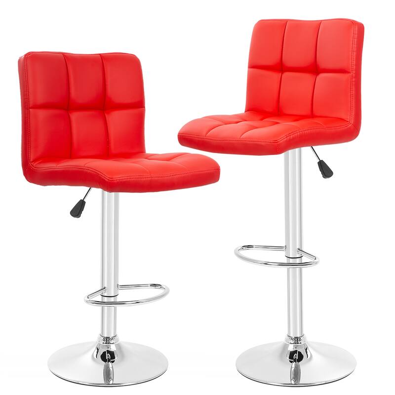 Furniture of America Orson Modern PU Leather Adjustable Height Swivel Bar Stools (Set of 2) - Red