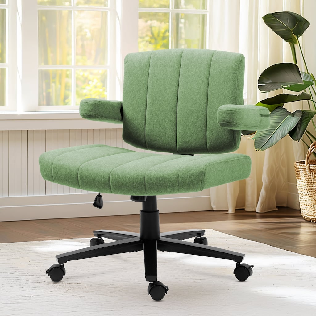 Fabric Criss Cross Swivel Office Chair, Computer Chair with Adjustable Height and Wide Seat, for Study Work Gaming, Green