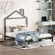preview thumbnail 38 of 46, Eye-catching Design House-Shaped Headboard Platform Bed Frame, Metal Slats Support Bed, No Box Spring Needed, No-Noise
