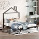 preview thumbnail 10 of 46, Metal Platform Bed for Kids, Low Bed Frame with House Shaped Headboard & Slats Support, No Spring Box Need, Easy to Assembly