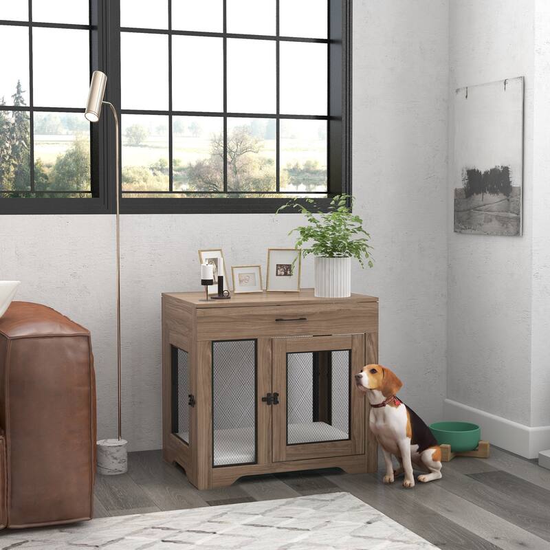 Modern Dog Crate with Soft Water-Resistant Cushion Dog House End Table Dog Room Dog Cage for Small Dogs
