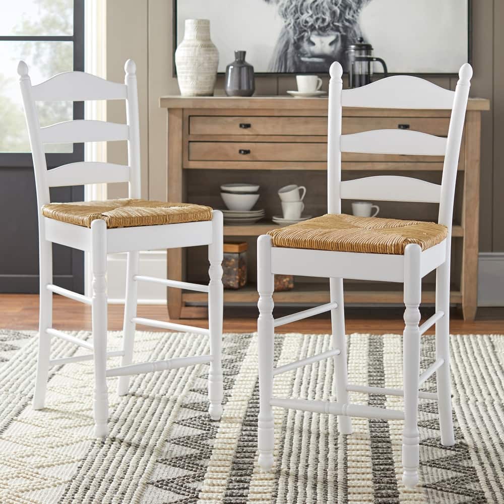 Simple Living Jessie Solid Wood Ladder back 24-inch Stool (Set of 2)