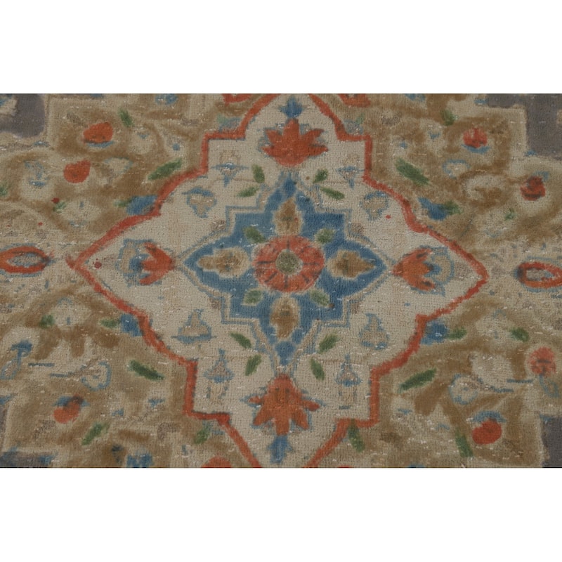 Traditional Gray Tabriz Persian Area Rug Hand-Knotted Wool Carpet - 7'11"x 11'5"
