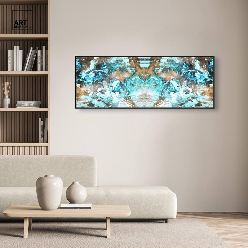 Blazing Blue Gold Long Panoramic Canvas by Art Remedy