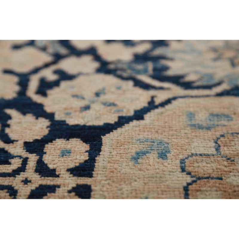 Hand Knotted Oriental 100% Wool Carpet Traditional All-Over Navy Blue & Blues Ziegler Area Rug - 9' 9'' X 8' 3''