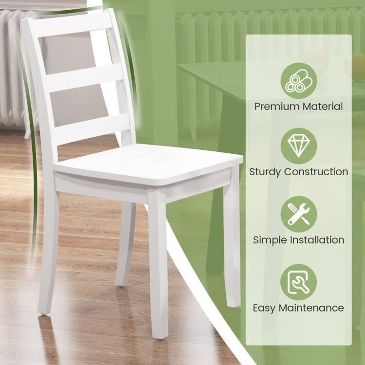 Set of 2 Wood Dining Chairs with Solid Rubber Wood Legs - 16" x 16" x 33.5"