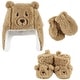 preview thumbnail 2 of 0, Hudson Baby Unisex Baby Trapper Hat, Mitten and Bootie Set, Tan Bear 12-18 Months - Tan Bear
