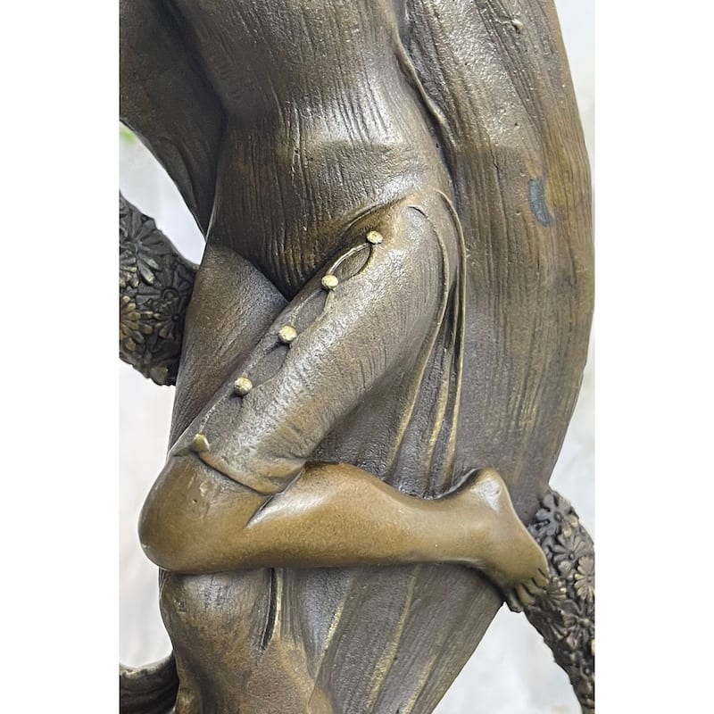 Guirande Joe Descomps Woman With Thyrsus Hot Cast Bronze Sculpture Figurine