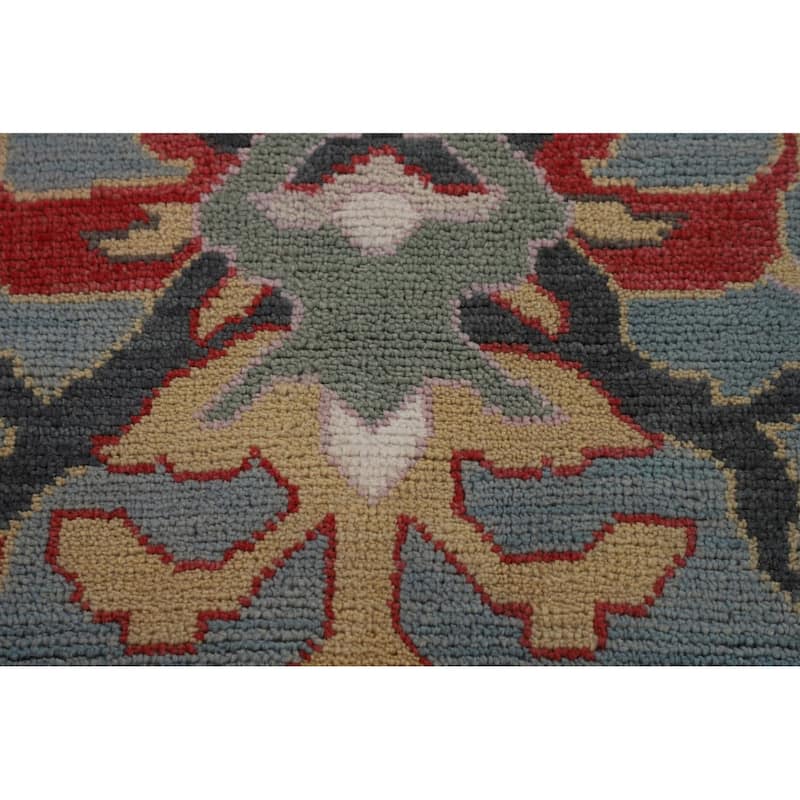 Blue Oushak Area Rug Handmade Oriental Wool Carpet - 8'1"x 9'10"