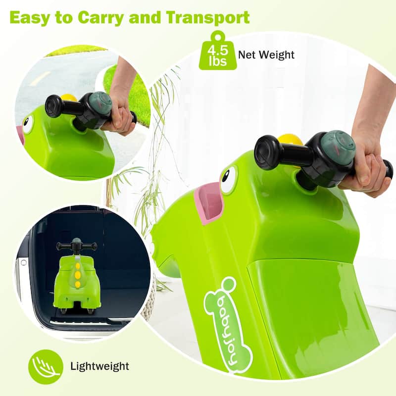 Babyjoy Ride on Toy Baby Dinosaur Sliding Car with4 Universal Casters - See Details