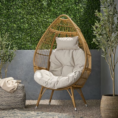 Serina Cushioned Wicker Teardrop Chair by Christopher Knight Home