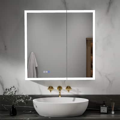 30''H. LED Bathroom Lighted Medicine Cabinet With Mirror, Low-Voltage Anti-Fog, Adjustable Shelves & Quiet Soft-Close Hinges