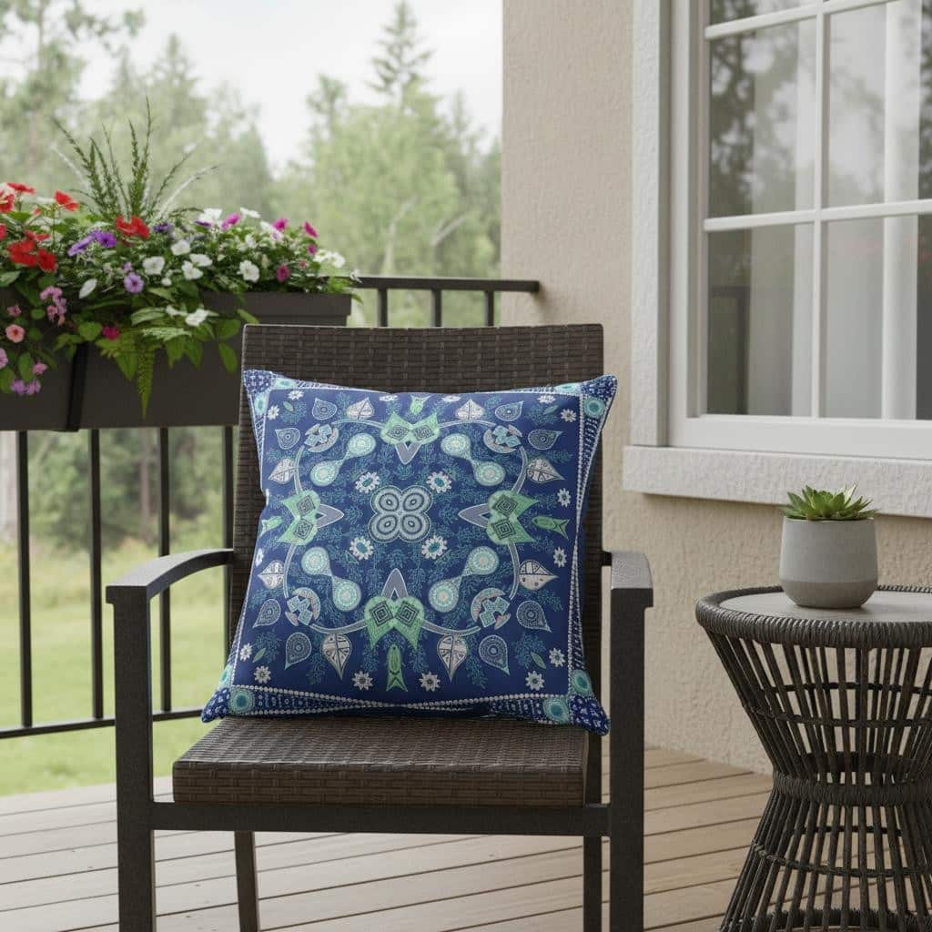HomeRoots 26" x 26" Midnight Blue Blown Seam Paisley Indoor Outdoor Throw Pillow - 26.00' X '5.00' X '26.00