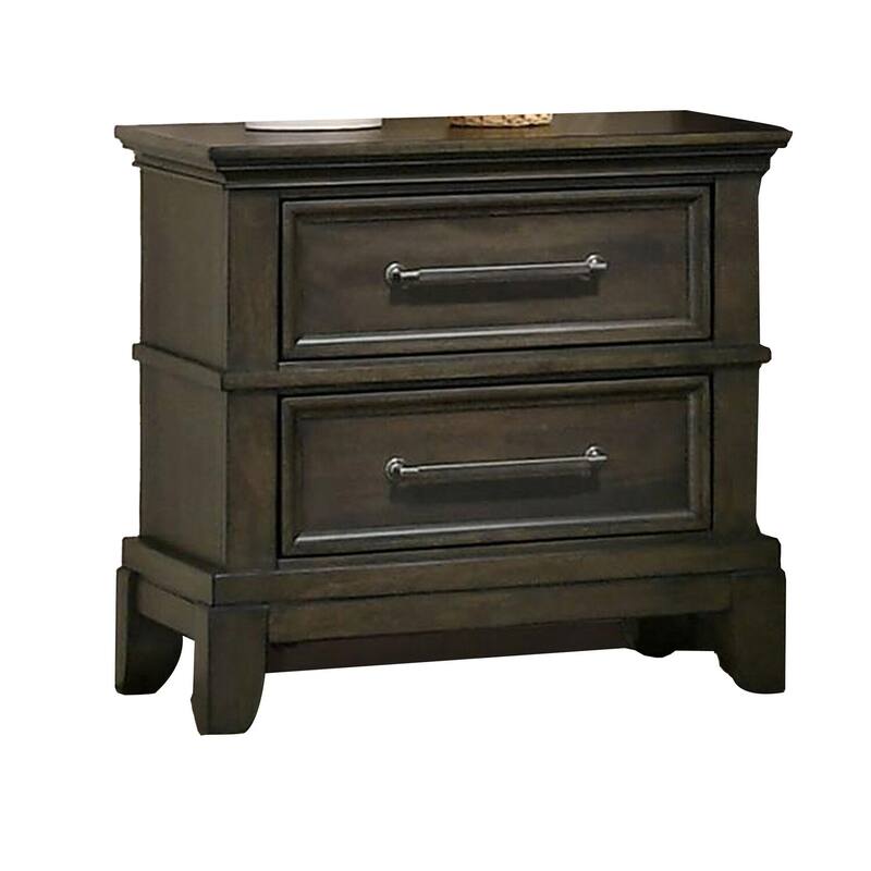 Gray/Pewter 2 Drawer 25.75 in. W Nightstand with Sturdy Hardware and Ample Storage