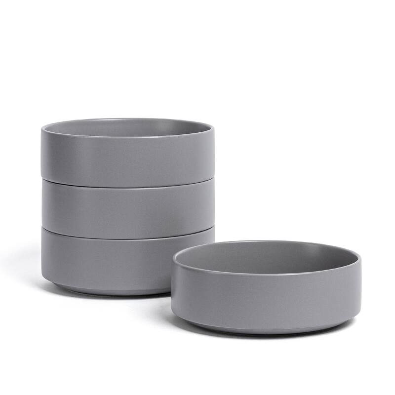 over&back Stackable 25oz Semi-Matte Stoneware Cereal Bowls - Charcoal