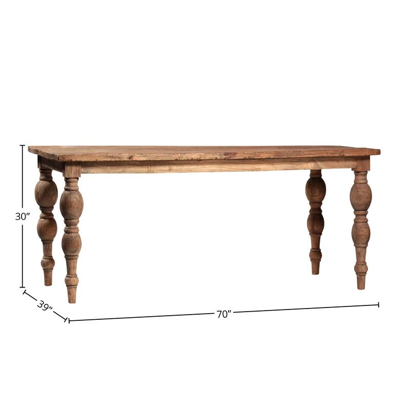 Owen Rectangular Reclaimed Mindi Wood Carved 4-Leg Dining Table