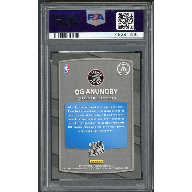 OG Anunoby 2017 Panini Donruss Holo Orange Laser Basketball Rookie Card RC #178 Graded PSA 8 - 8'6" x 11'6"