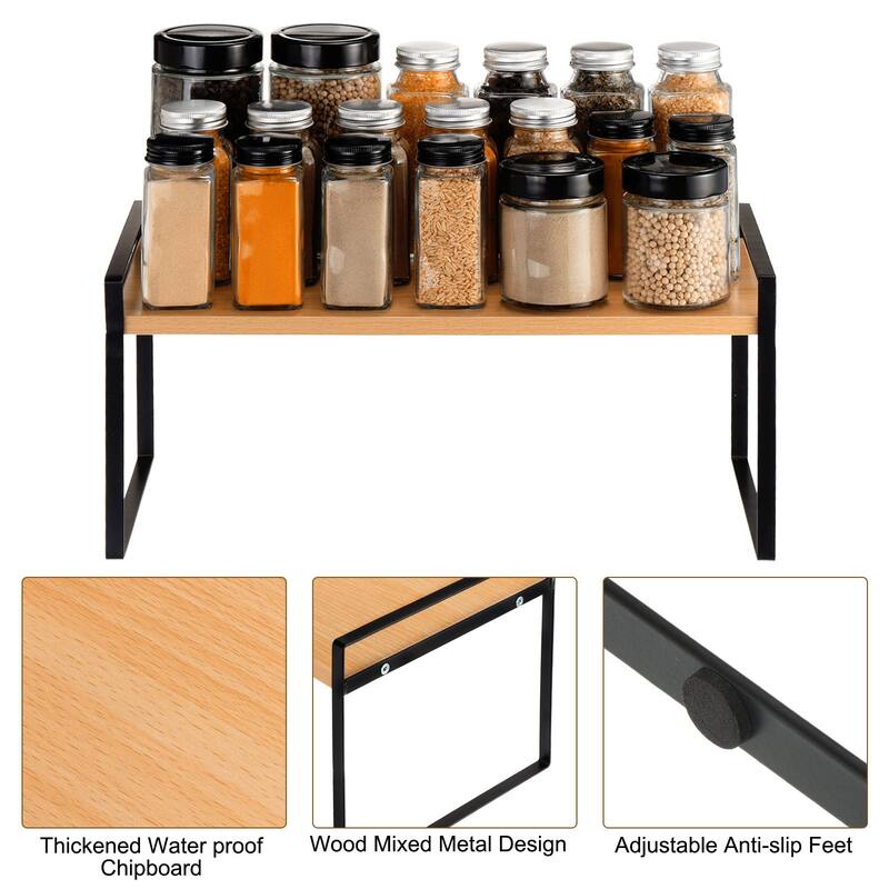 Kitchen Countertop Organizer, 15.7 Inch Stackable Spice Racks for Pantry, Black