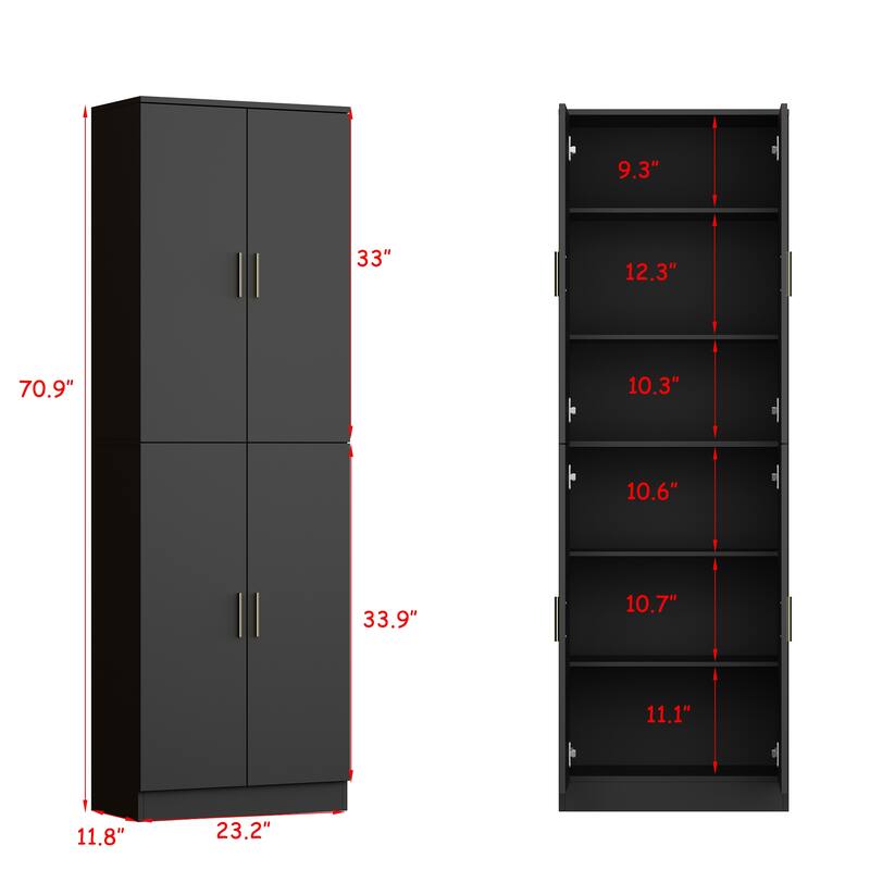 70.9"H Buffet Storage Cabinet Adjustable Shelf
