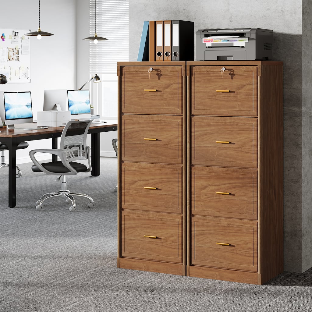 4 Drawer Wood File Cabinet with Lock for Home Office