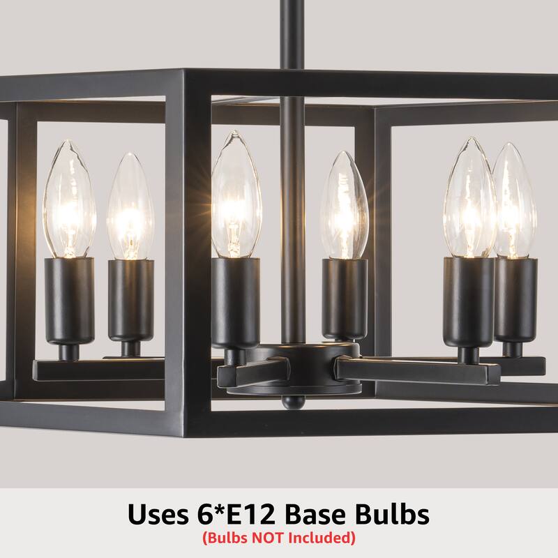 Starsky 6-light 19in Geometric Industrial Ceiling Light Unique Round Semi Flush Mount - Black