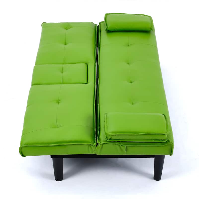 The 67-inch PVC multi-functional sofa bed, with a foldable and cup holder design
