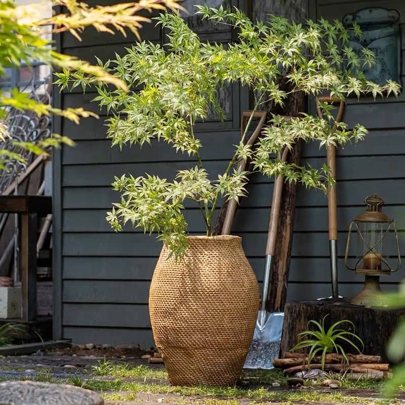 RusticReach Large Basket Cement Pot Backyard Planter