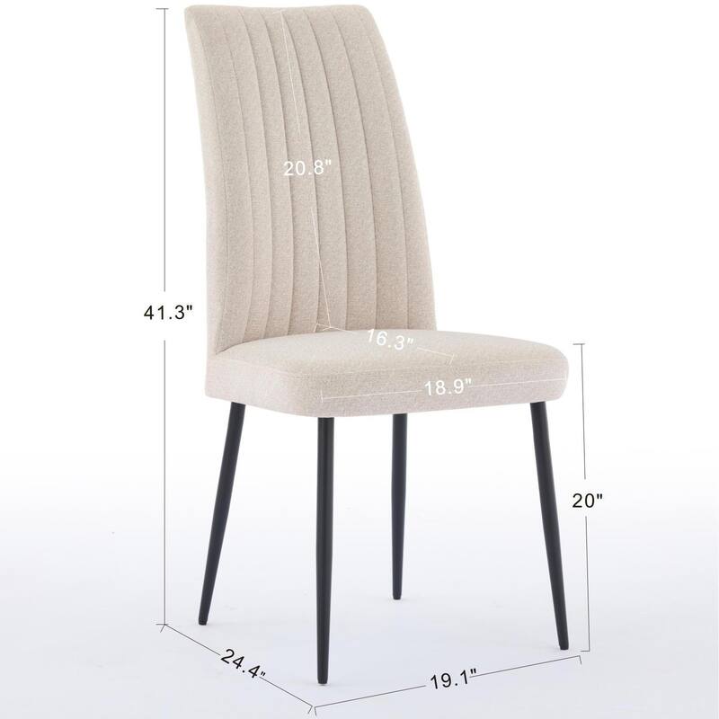 Velvet Dining Chair Set of 2, Dining Room Chairs with Iron Legs and Vertical Striped Backrest for Home Kitchen