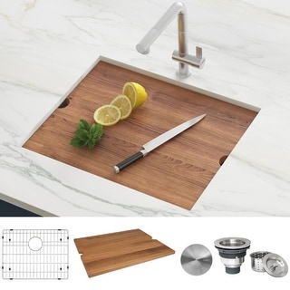 Ruvati 21" Workstation Bar Prep Sink Undermount 16 Gauge Ledge Stainless Steel Single Bowl - RVH8307 - 8' x 11'